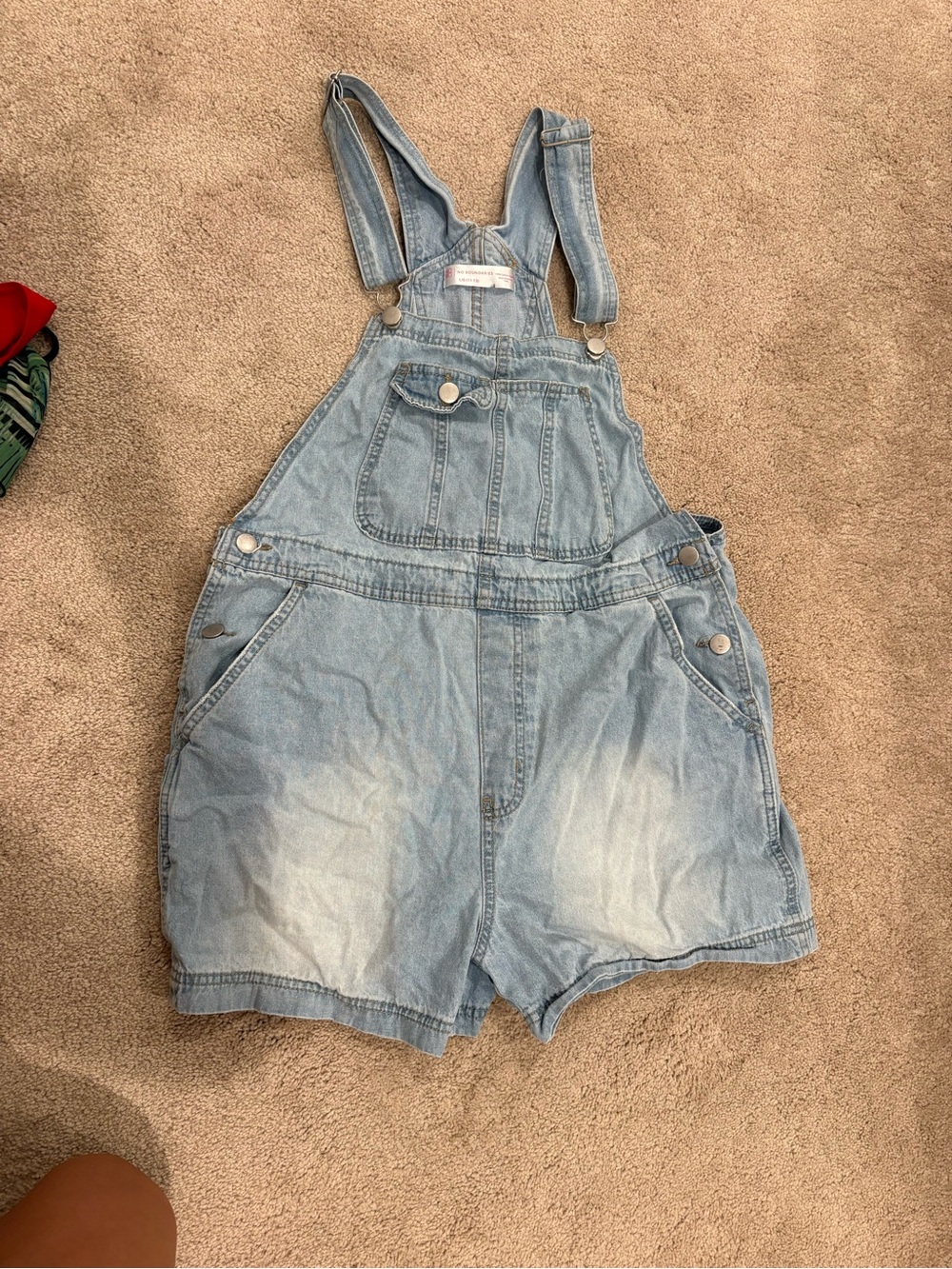 No Boundaries Light Wash Denim Short Overalls